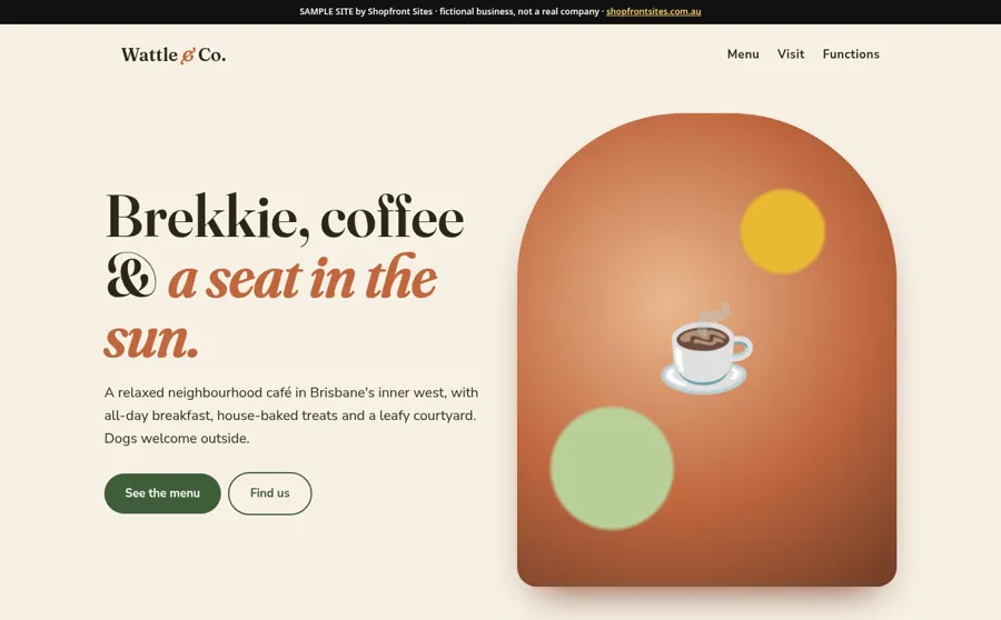 Sample site: Wattle & Co. Café (fictional business)